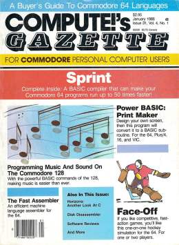 Compute Gazette - Issue 31 - January 1986 - Face-Off - Power BASIC - Music on the 128 Programming - Commodore VIC-20 64 128 Amiga