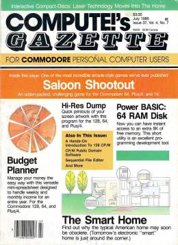 Compute Gazette - Issue 37 - July 1986 - Saloon - Budget Panner - 64 RAM Disk - Commodore VIC-20 64 128 Amiga