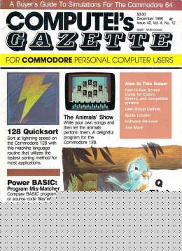 Compute Gazette - Issue 42 - December 1986 - 128 Quicksoft - Animals - Commodore VIC-20 64 128 Amiga